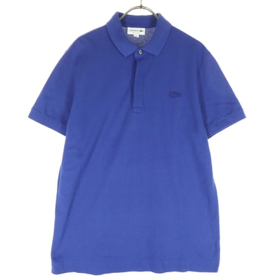 美品 LACOSTE ラコステ ワンポイントロゴ 半袖 ポロシャツ M ブルー