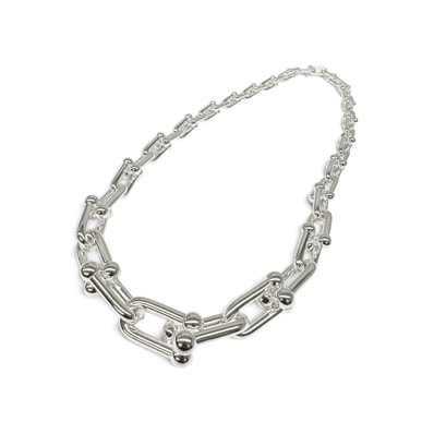 TIFFANY 極美品 ティファニー ハードウェア グラジュエイテッド リンク ネックレス シルバー SV925 107.6g チョーカー Aランク 中古 鑑定済 ティファニーアクセ【定価726,000円】