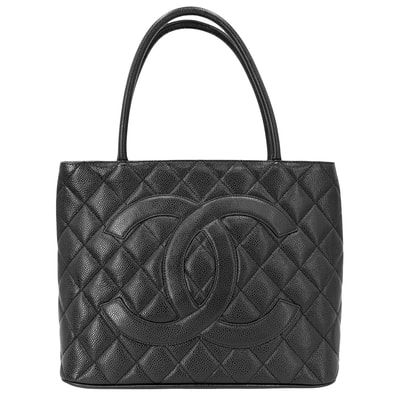 CHANEL シャネル トートバッグ マトラッセ 復刻トート ハンドバッグ 肩掛け ココマーク A01804 キャビアスキン ブラック 黒 シルバー金具 レディース【中古品】