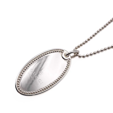 GUCCI グッチ ロゴ オーバル プレート ネックレス
ペンダント ボールチェーン SV925 シルバー ユニセックス
【中古】
