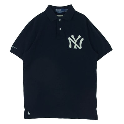 POLO RALPH LAUREN ポロ・ラルフローレン ポロシャツ ニューヨークヤンキース NYロゴ 半袖 ポロシャツ ダークネイビー系 S【中古】