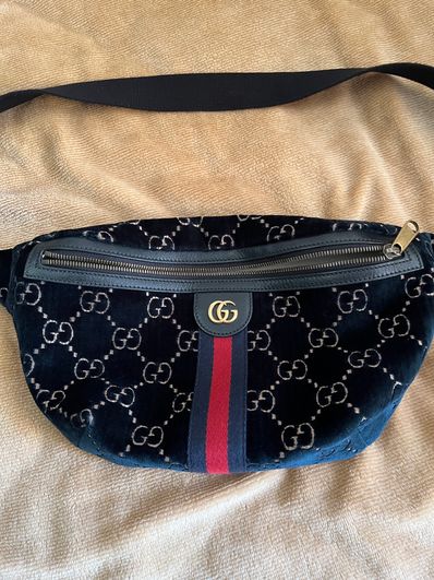 GUCCI Belt Bag GG Velvet "Blue"