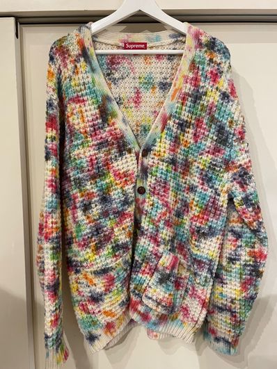 Supreme Waffle Knit Cardigan "Tie Dye"