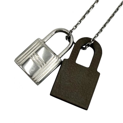 HERMES エルメス ネックレス オーケリーPM カデナ アクセサリー アジャスター付き レザー Z刻印 ブラウン 茶 シルバー レディース 約6.7g 美品 2021年【中古品】