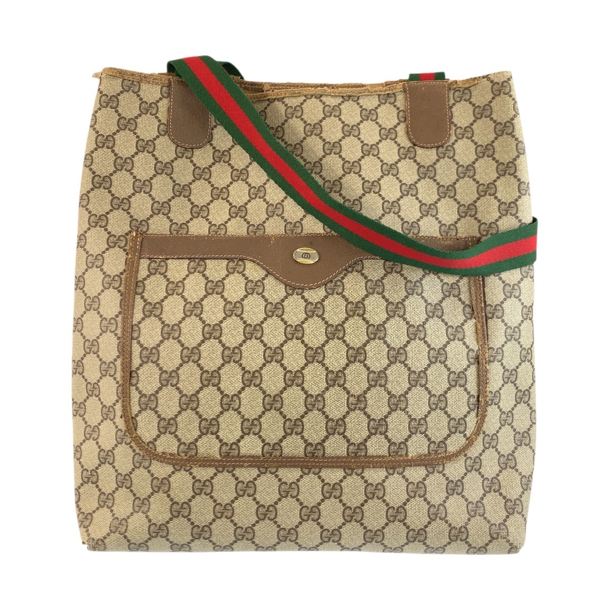 GUCCI グッチ ヴィンテージ シェリーライン ブラウン ベージュ GGスプリームキャンバス トートバッグ ショルダーバッグ 603253 【中古】