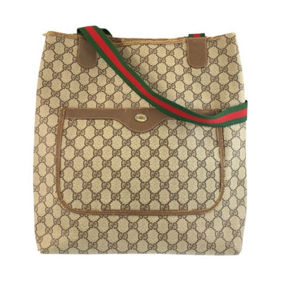 GUCCI グッチ ヴィンテージ シェリーライン ブラウン ベージュ GGスプリームキャンバス トートバッグ ショルダーバッグ 603253 【中古】