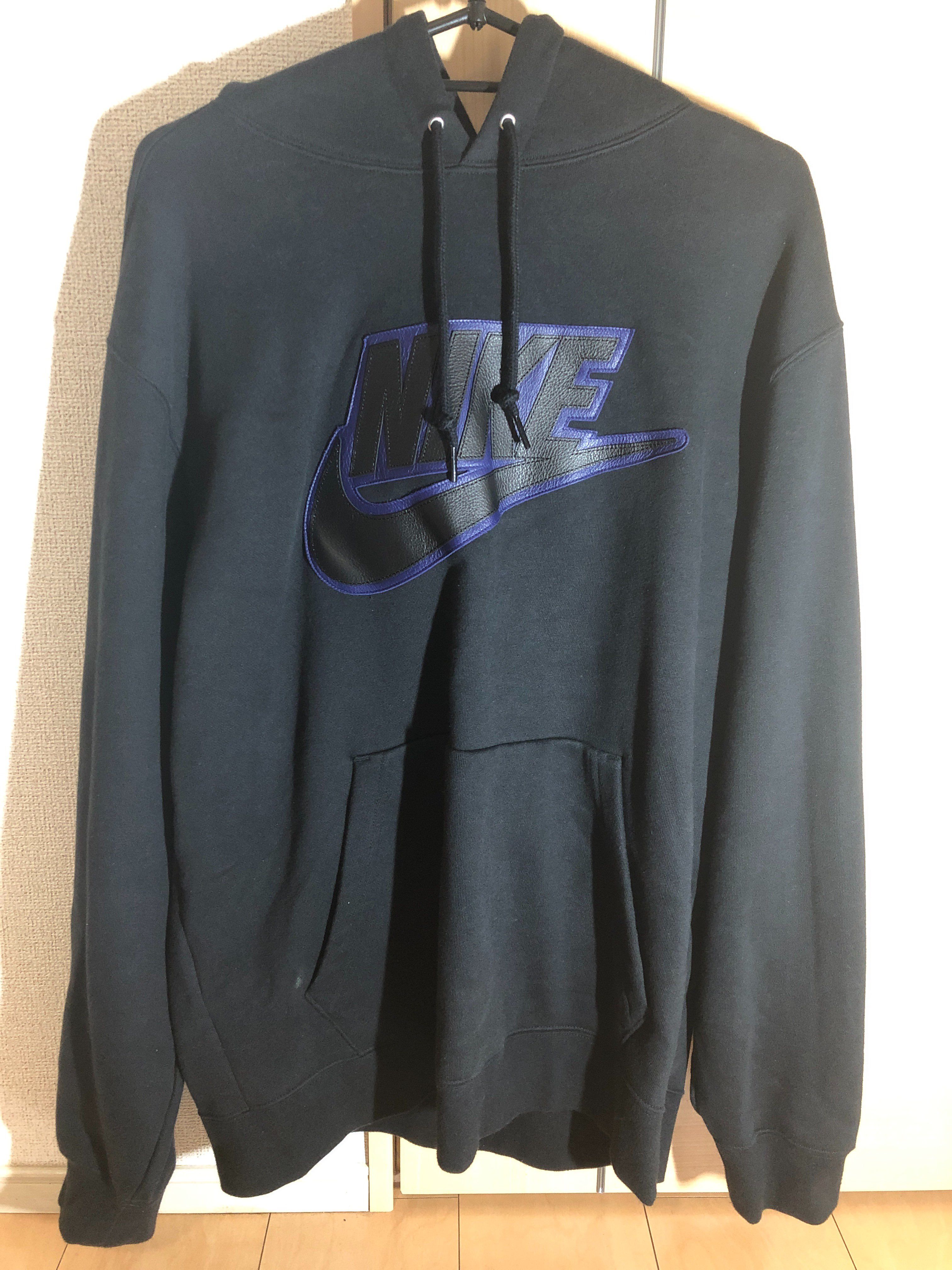 Supreme x Nike Leather Appliqué Hooded Sweatshirt "Black"