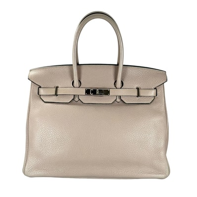 HERMES エルメス ハンドバッグ バーキン35 シールド金具 □P刻 トリヨン ベージュ シールド金具 レディース 美品 2012年【中古品】