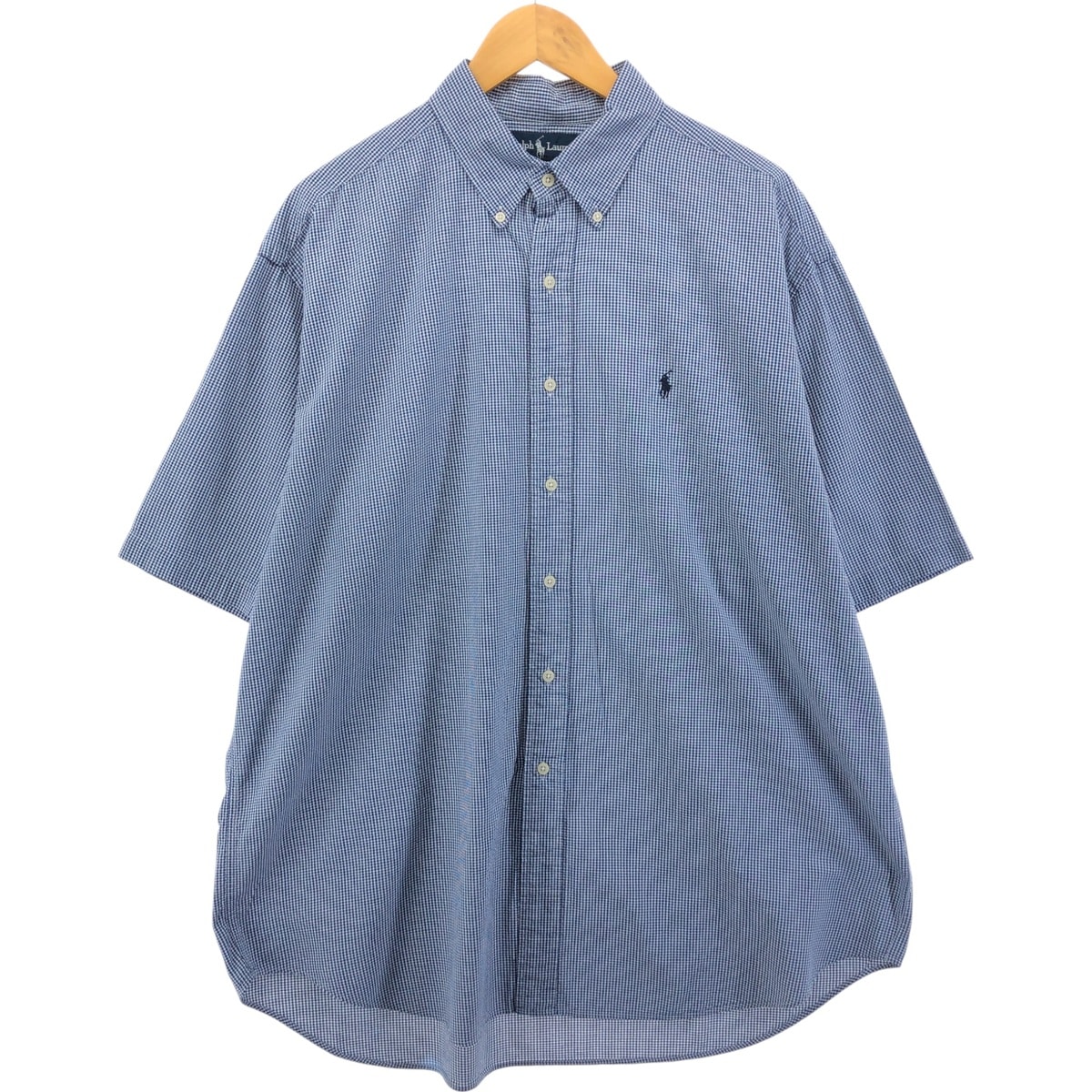 古着 ラルフローレン Ralph Lauren BLAKE ギンガムチェック 半袖 ボタンダウン チェックシャツ メンズXL相当/eaa552709
