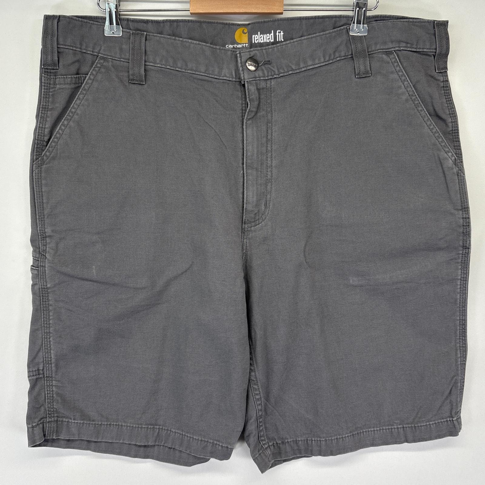 古着 カーハート Carhartt ショートパンツ ダック ハーフ 半ズボン 短パン サイドポケット ワーク 大きいサイズ w42  グレー系 メンズ