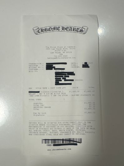 Chrome Hearts REC F Heavy Leather Zip Wallet / 3 Cemetary Cross "Black"