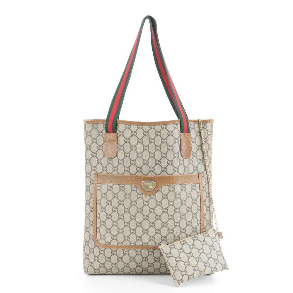 グッチ プラストート バッグ レザー×コーティングキャンバス