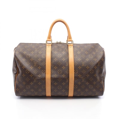 ルイ・ヴィトン LOUIS VUITTON キーポル45 モノグラム ボストンバッグ バッグ PVCコーティングキャンバス レザー メンズ レディース ブラウン系 M41428 【中古】