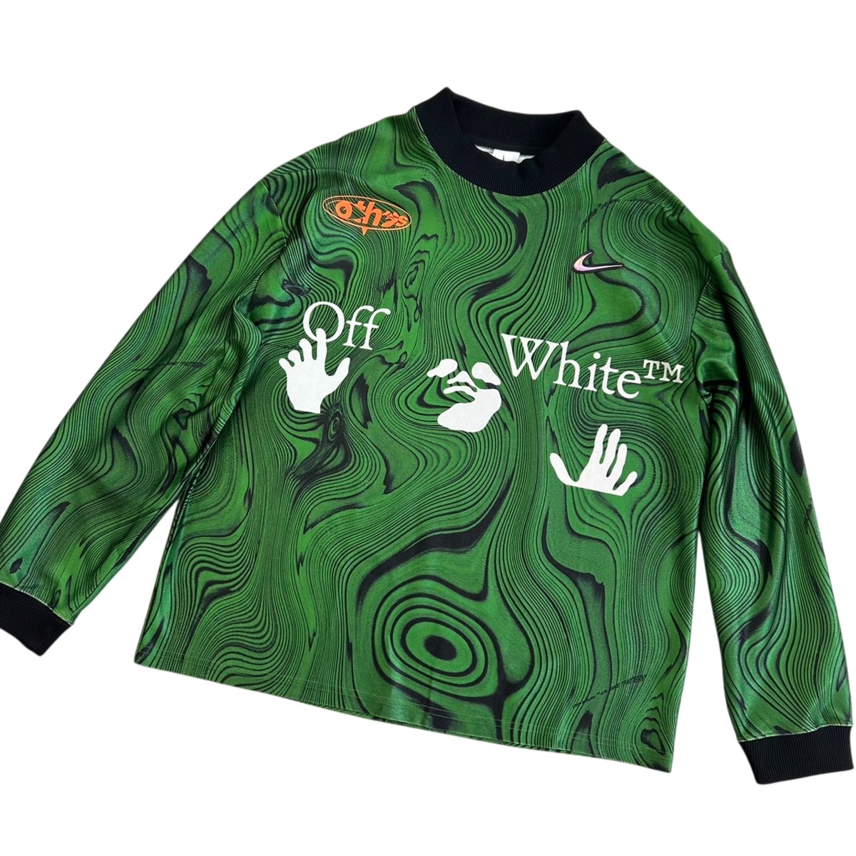 NIKE ナイキ Off-White オフホワイト ユニフォーム ゲームシャツ 長袖Tシャツ HO230308CVT XL ポリエステル グリーン ブラック  メンズ【中古】