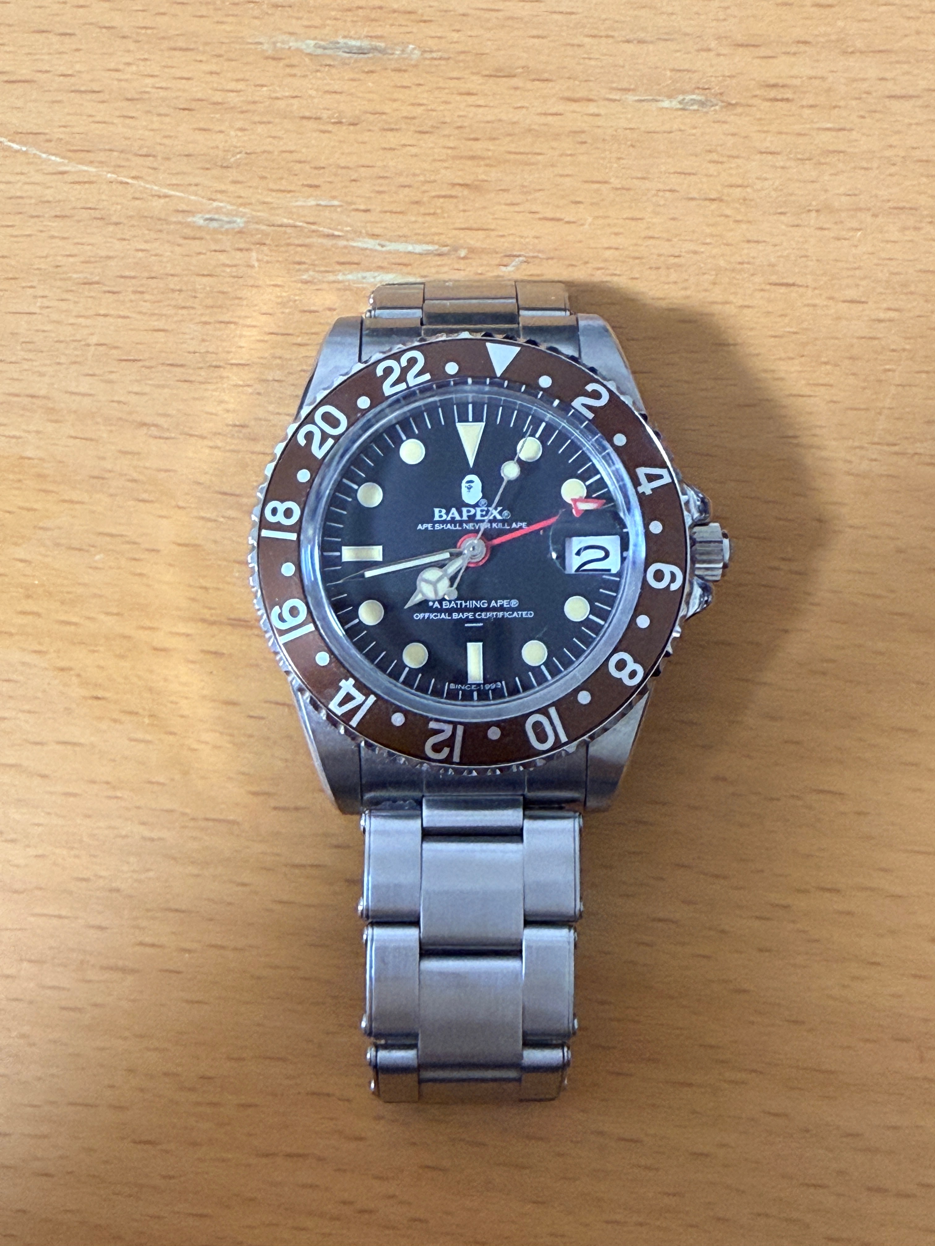 A BATHING APE BAPEX TYPE 2 クラシック メンズ腕時計 シルバー/ブラウン/ブラック