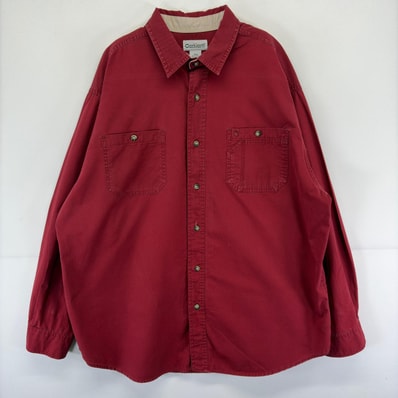 古着 カーハート Carhartt 長袖シャツ ワンポイント 胸ポケット 大きいサイズ ワーク 2XL レッド メンズ