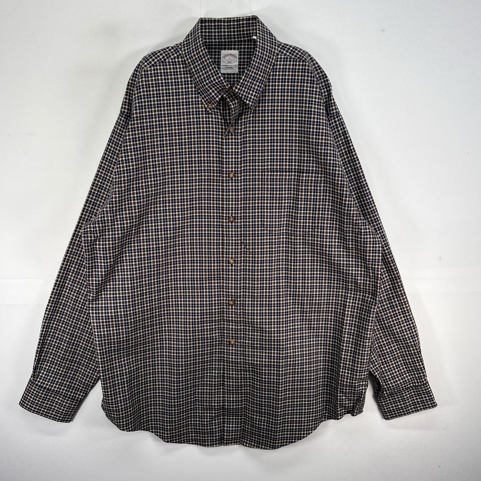 古着 ブルックスブラザーズ Brooks Brothers 長袖シャツ チェック 胸ポケ 346 L ブラウン系 マルチカラー メンズ