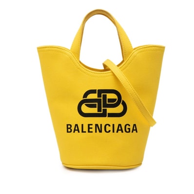バレンシアガ ウェーブXS ハンドバッグ ショルダーバッグ 2WAY 619979 イエロー キャンバス レディース BALENCIAGA 【中古】