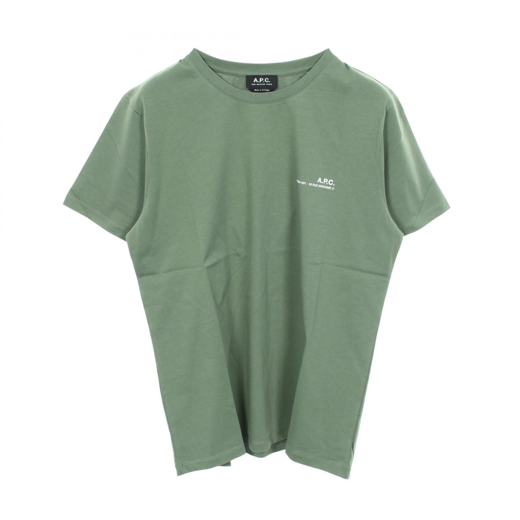 アーペーセー A.P.C. プリントロゴ クルーネック 半袖Tシャツ 衣料品 トップス コットン メンズ グリーン系 【中古】