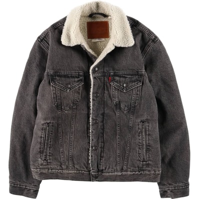 古着 リーバイス Levi's 中綿入り ブラックデニムボアジャケット メンズS相当/eaa478078