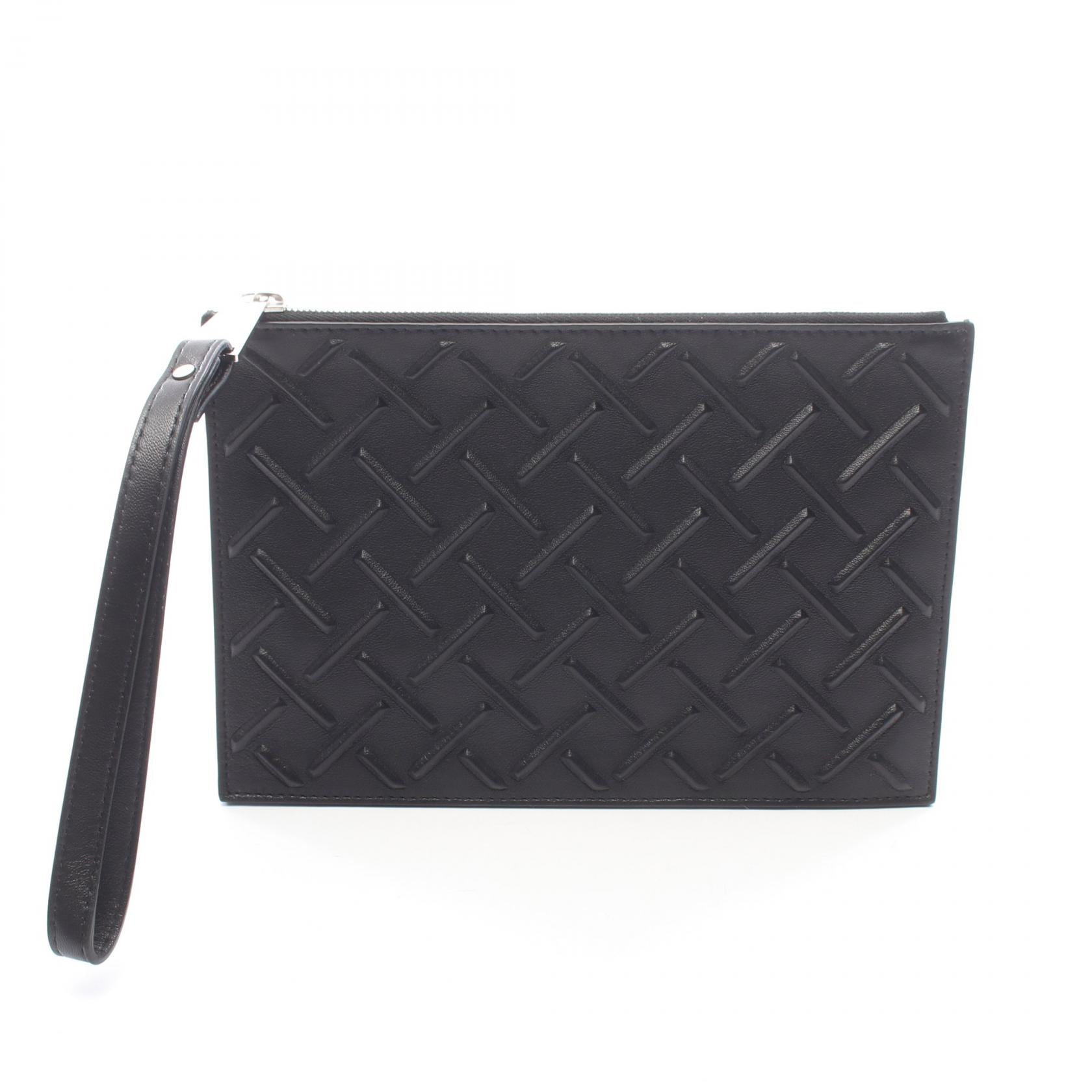 ボッテガヴェネタ BOTTEGA VENETA イントレチャート ハンドストラップ付き セカンドバッグ クラッチバッグ バッグ レザー メンズ ブラック系 【中古】