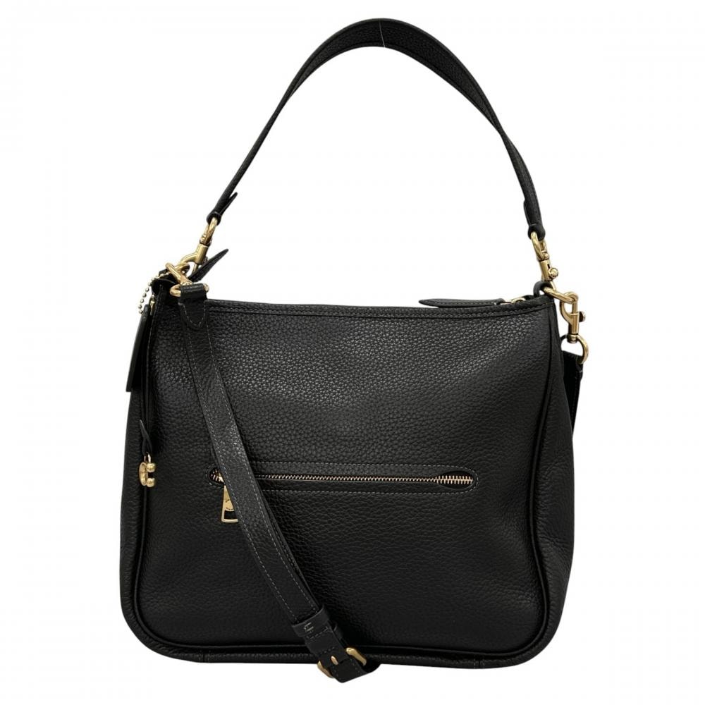 COACH コーチ ショルダーバッグ ケリー キーホルダー付き 斜め掛け CC435 レザー ブラック 黒 ゴールド金具 レディース【中古品】