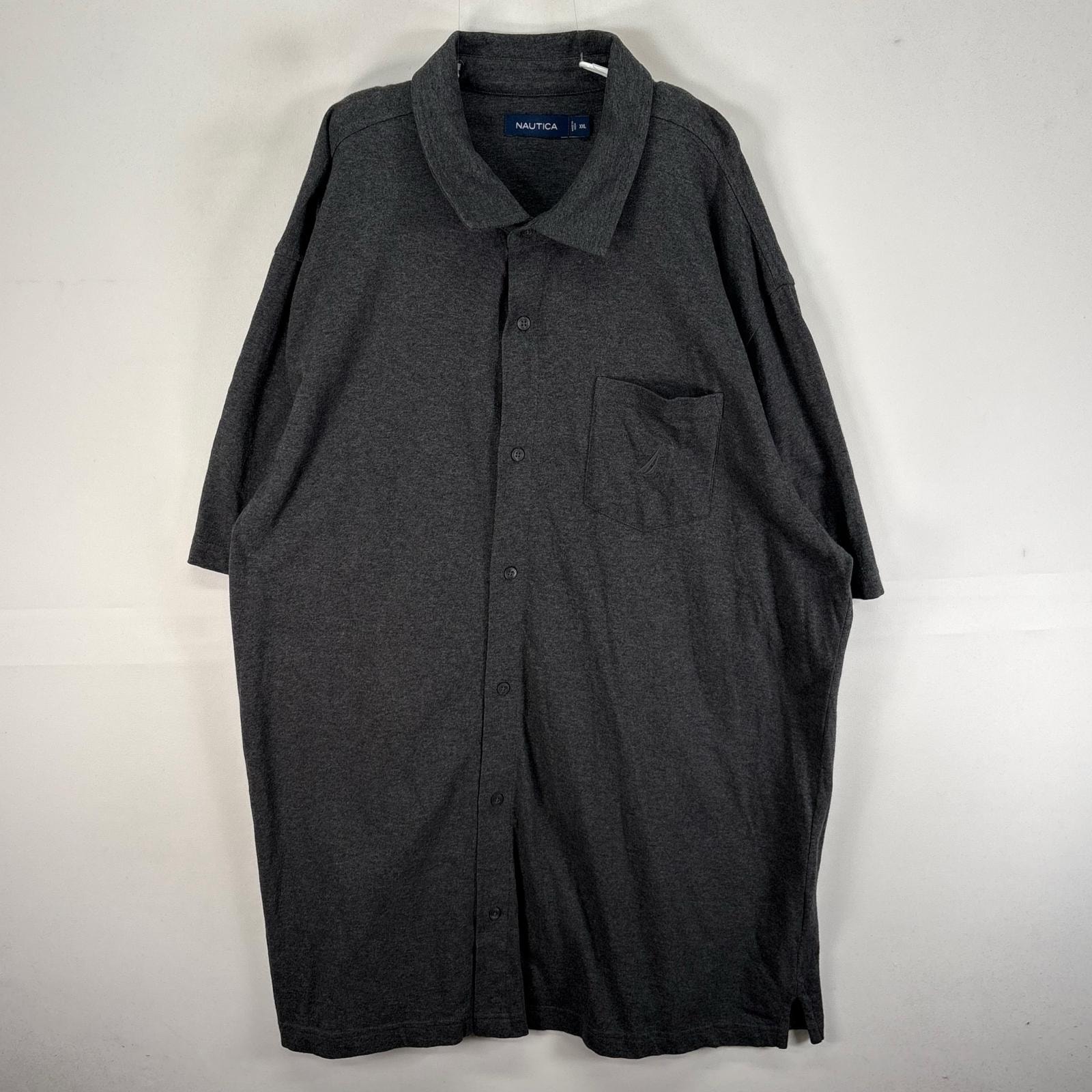古着 ノーティカ NAUTICA 半袖シャツ ワンポイント 2XL  グレー系 無地 メンズ