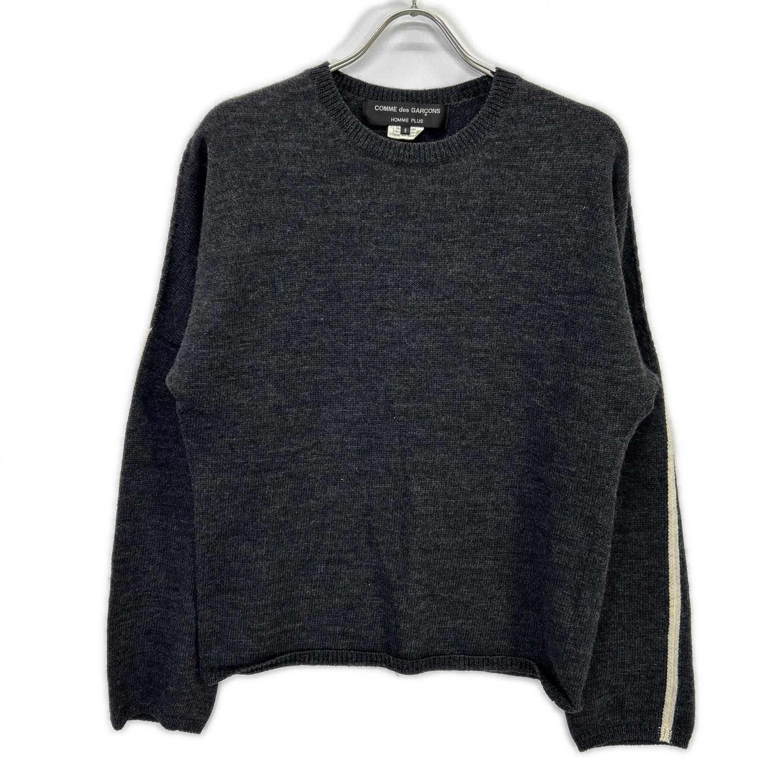 コムデギャルソンオムプリュス 12年製 PJ-N007 ウール サイドライン クルーネックニット S
