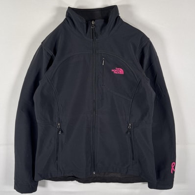 古着 ザ・ノースフェイス THE NORTH FACE シェルジャケット フルジップ ワンポイントロゴ刺繍 フリースライナー L ブラック レディース