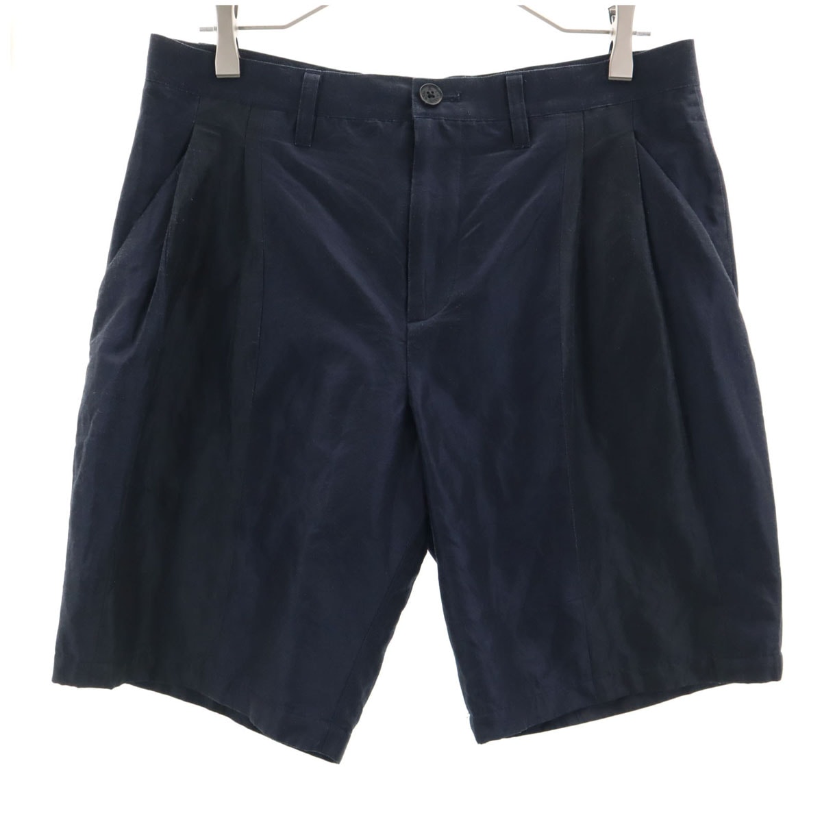 LANVIN en Bleu ランバンオンブルー 日本製 リネンブレンド ショートパンツ 48 ネイビー