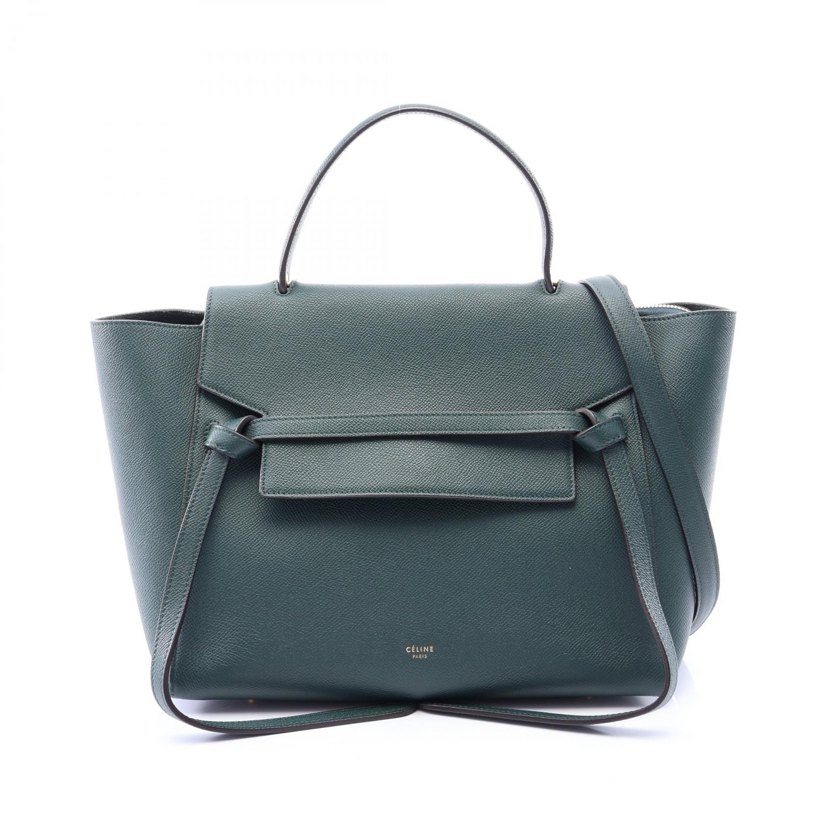 セリーヌ CELINE BELT BAG MINI ベルトバッグ ミニ 2WAY ハンドバッグ バッグ レザー レディース グリーン系 【中古】