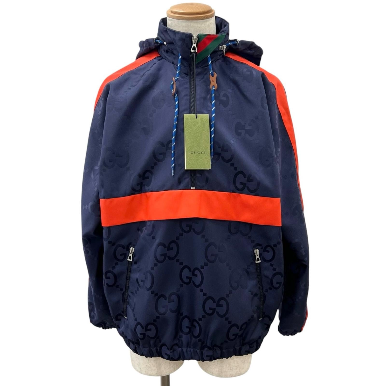 未使用品 グッチ ナイロンジャケット ネイビー メンズ 44 685818