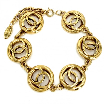 CHANEL シャネル ブレスレット チェーン ココマーク アクセサリー アジャスター付き ゴールド ヴィンテージ GP レディース 約36.4g 1983年【中古品】