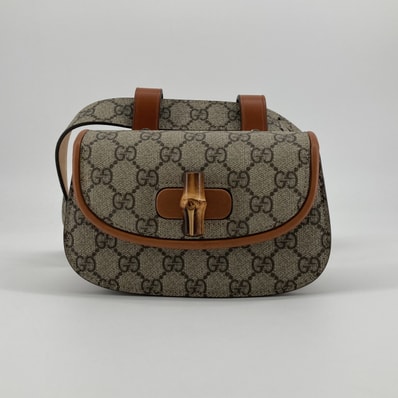 GUCCI(グッチ) バンブー 1947 ミニベルト 3WAY GGスプリームキャンバス / レザー / バンブー 681137 ウエストバッグ ベージュ×ブラウン