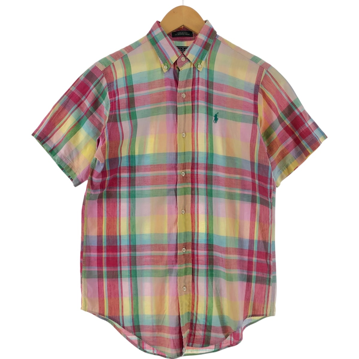 古着 80年代 ラルフローレン Ralph Lauren POLO by Ralph Lauren チェック柄 半袖 ボタンダウンシャツ USA製 レディースS相当 ヴィンテージ/eaa530250