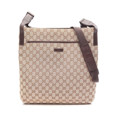 グッチ GUCCI GGキャンバス ショルダーバッグ バッグ キャンバス レザー メンズ レディース ベージュ系 / ブラウン系 122971 【中古】