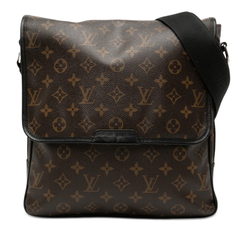ルイ ヴィトン モノグラム マカサー バスMM 斜め掛け ショルダーバッグ M56715 ブラウン PVC レザー レディース LOUIS VUITTON 中古