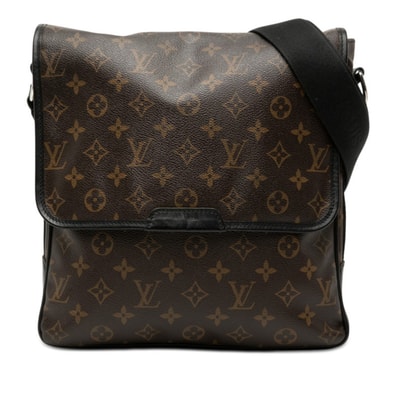 ルイ ヴィトン モノグラム マカサー バスMM 斜め掛け ショルダーバッグ M56715 ブラウン PVC レザー レディース LOUIS VUITTON 中古