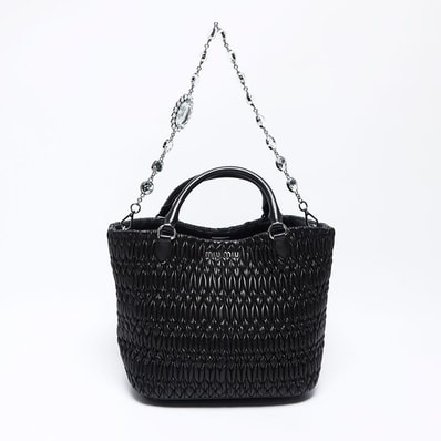 【最終値下げ】 ミュウ ミュウ Miu Miu マテラッセ クリスタル シルバー金具 ハンドバッグ【中古】