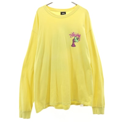 STUSSY ステューシー バックプリント 長袖 Tシャツ L イエロー ロンT