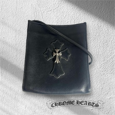 Chrome Hearts Square Pocket CH Cross Leather Shoulder Bag "Black"