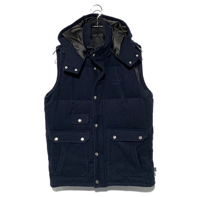 STUSSY wool down vest navy