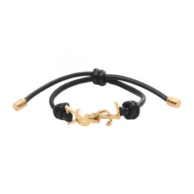 サンローランパリ SAINT LAURENT PARIS カサンドラ ブレスレット アクセサリー GP(ゴールドメッキ) レザー レディース ゴールド系 / ブラック系 861459AAF9R1000S 【新品】