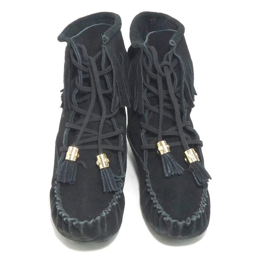 トリーバーチ Tory Burch ブーツ モカシン ブーツ 7 スエード ブラック レディース【中古】 56691i
