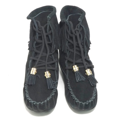 トリーバーチ Tory Burch ブーツ モカシン ブーツ 7 スエード ブラック レディース【中古】 56691i
