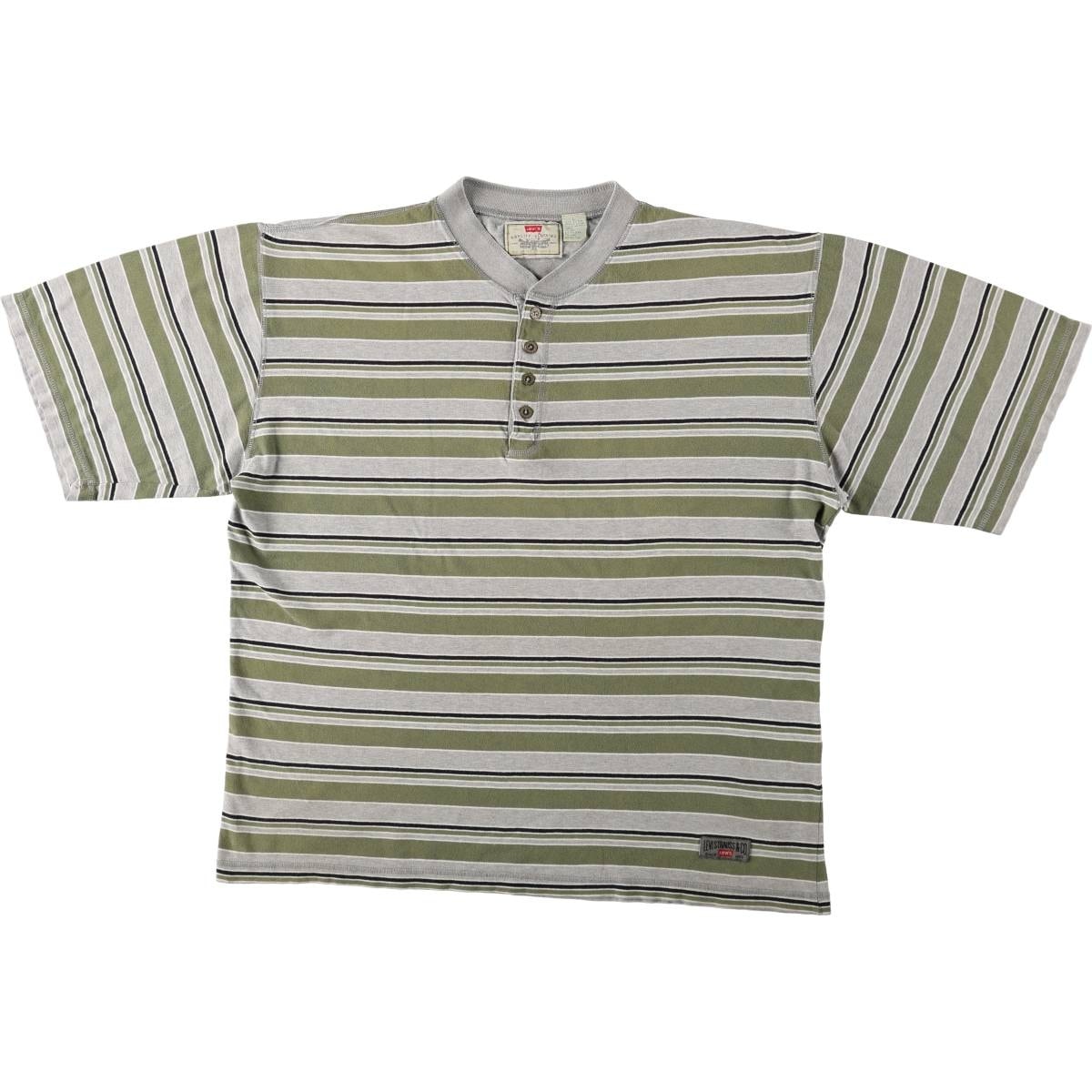 古着 90年代 リーバイス Levi's ヘンリーネック 半袖 ボーダーTシャツ メンズL相当 ヴィンテージ/eaa672714