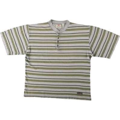 古着 90年代 リーバイス Levi's ヘンリーネック 半袖 ボーダーTシャツ メンズL相当 ヴィンテージ/eaa672714
