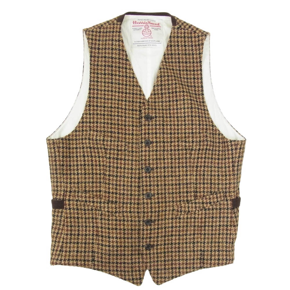 BEAMS ビームス 38-19-0017-803 BEAMS+ ビームスプラス Waistcoat Harris Tweed ハリスツイード ウエストコート ジレ ベスト ブラウン系 L【中古】