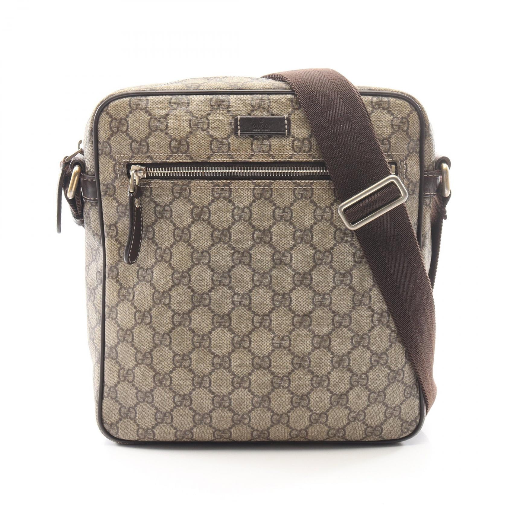 グッチ GUCCI GGスプリーム ショルダーバッグ バッグ PVCコーティングキャンバス レザー レディース ベージュ系 / ブラウン系 201448 【中古】
