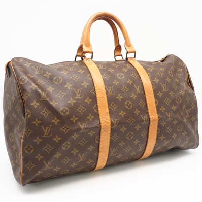 LOUIS VUITTON ルイ・ヴィトン モノグラム キャンバス キーポル50 M41426 ボストンバッグ ブラウン コーティングキャンバス レザー レディース